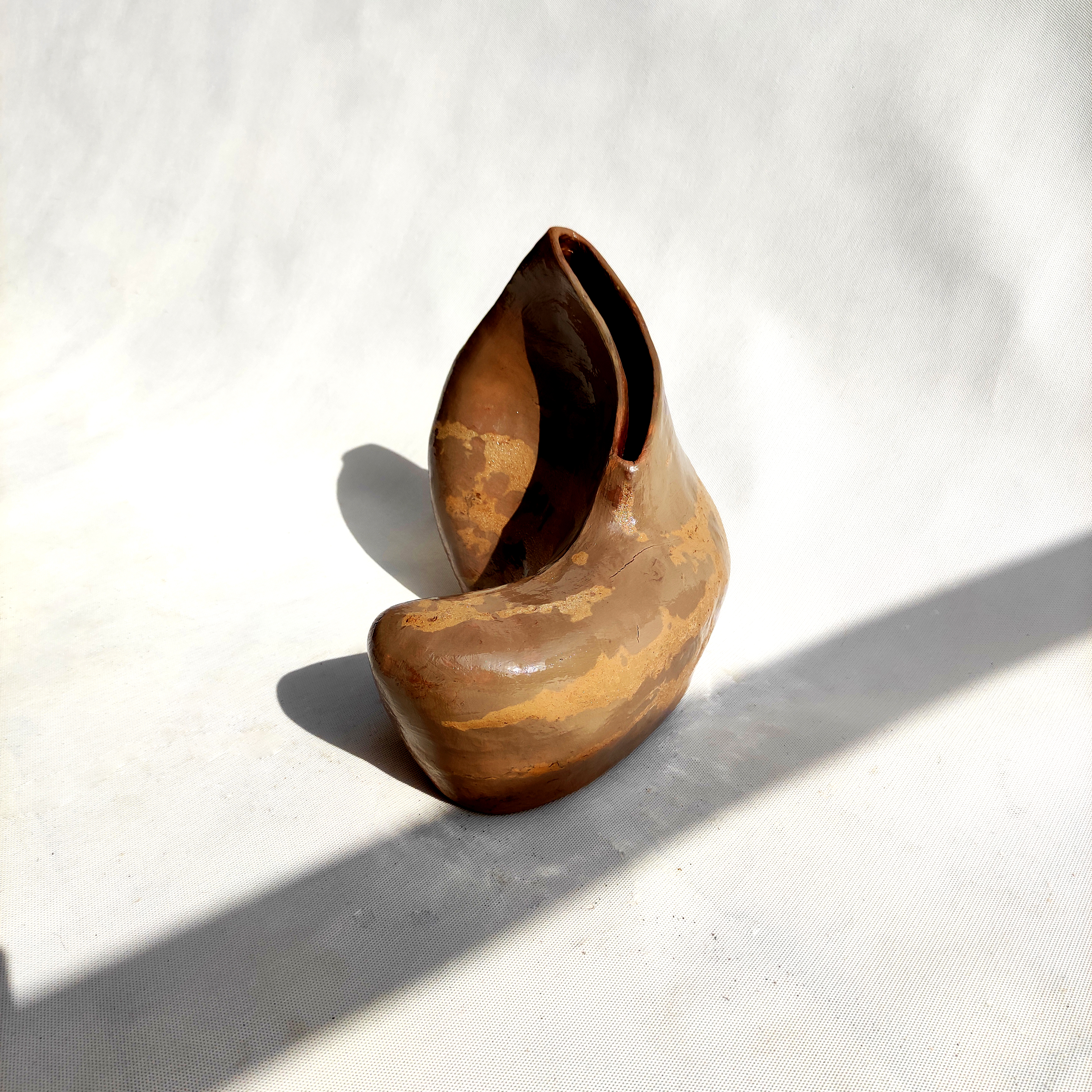 A Shell of Death — brown ceramic form